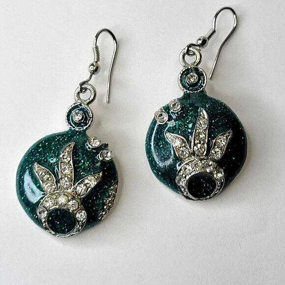 Blue Teal Small Round Earrings - Picture 3 of 7